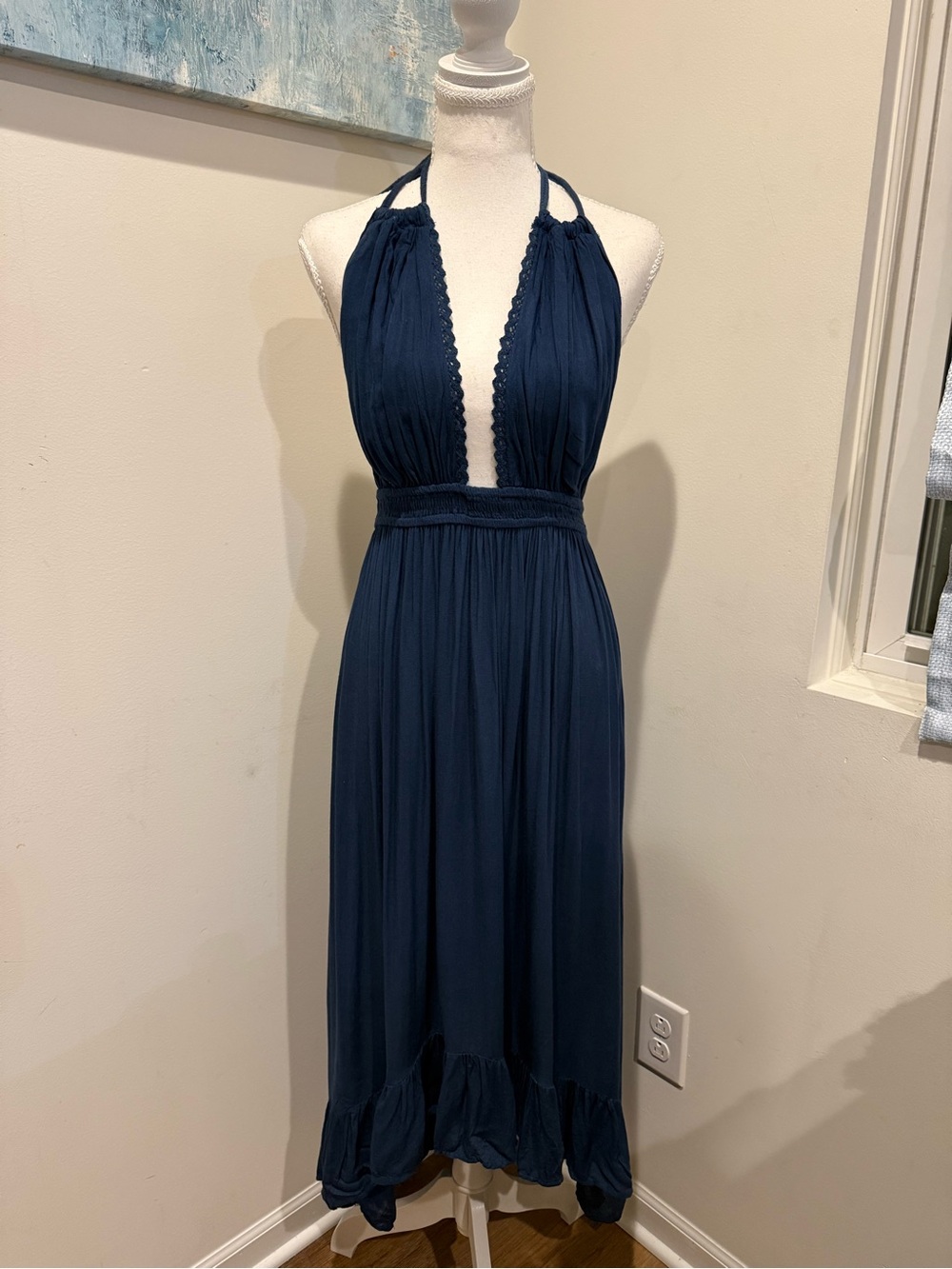 Raviya Deep Navy Halter Maxi Dress